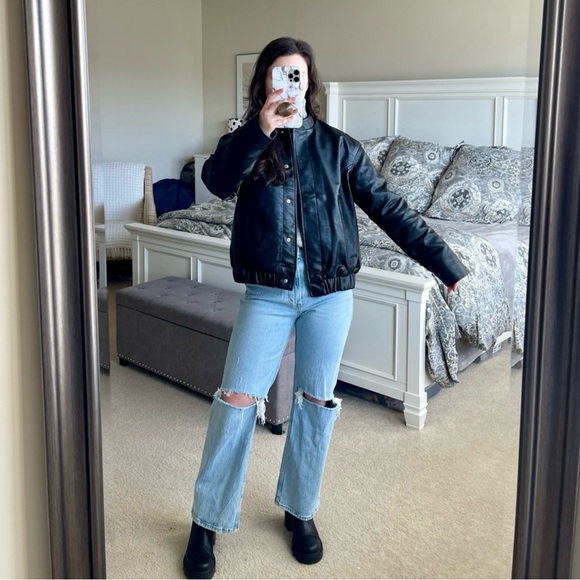 Abercrombie & Fitch Black Leather Jacket - Picture 2 of 9